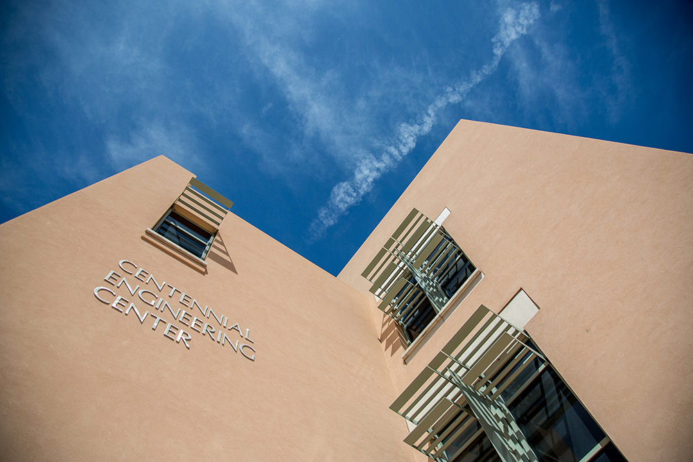 photo: UNM Centennial Engineering Building, exterior view.